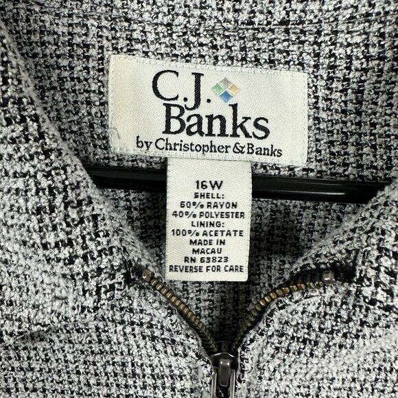 CJ Banks Womens Zip Up Coat Gray Collar Long Sleeve Plus Size 16W - Picture 3 of 10